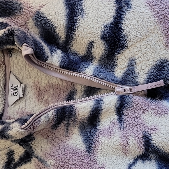 Athleta Girls Sherpa Half Zip Sweater watercolor Soft collared Size: XL/14 - Picture 6 of 16